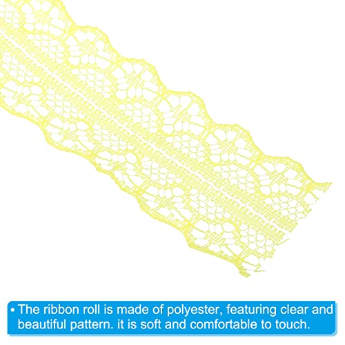 Patikil 1.2 Inch Wide 11 Yards Lace Trim Ribbon, 2 Pack Sewing Lace Roll Gift Package Floral Wrapping For Party Home Decoration Dress Craft, Yellow #TOP3