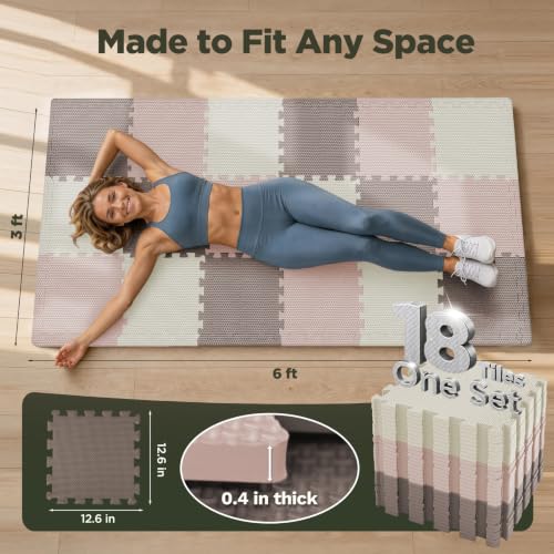 Image of AIRHOP 18 PCS Gym Floor Mat, EVA Foam Puzzle Gym Mat, High-Density Interlocking Foam Floor Tiles for Home Gym, Play Workout Garage Kitchen Flooring 12.6 inchx12.6 inchx0.4 inch
