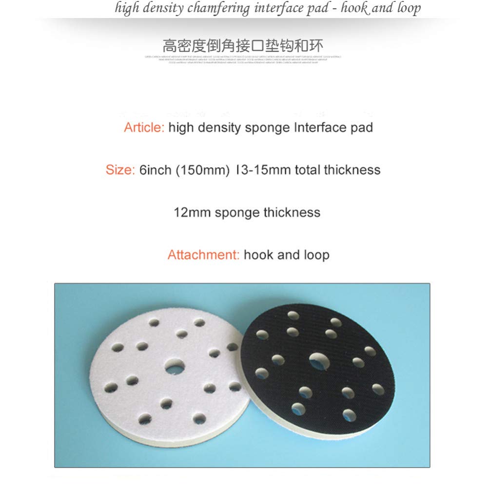Almohadilla de interfaz de alta densidad 6"15 agujeros 150 mm Amortiguación y protección Almohadilla de lijado Accesorios para herramientas eléctricas - Gancho y bucle