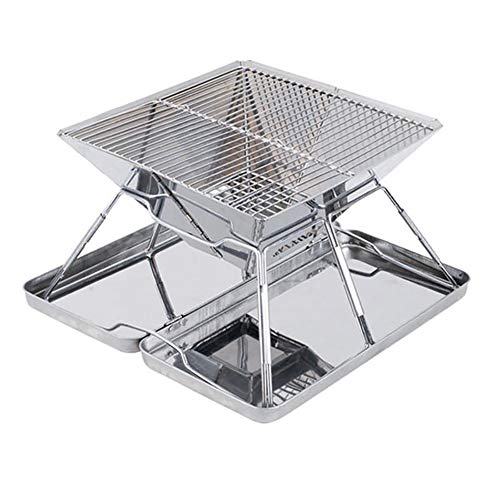 Campinggrill Holzkohle Edelstahl, Barbecue Grill Charcoal Faltbare BBQ Grill Mini Holzkohlegrill Für Outdoor Garten Camping Party Beach Barbecue