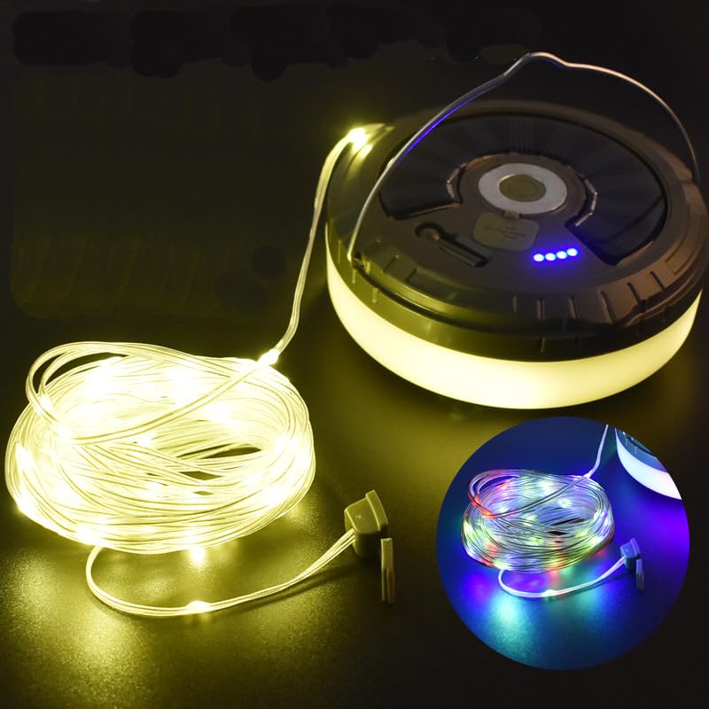 WITFAMILY 10M Solar Camping String Light, Waterproof Portable Outdoor String Light with 8 Lighting Modes