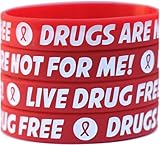 30 Live Drug Free Wristbands - Drugs are Not for Me Bracelets - Red Ribbon Week Silicone Bands