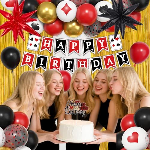 Image of Ouddy Life 103Pcs Casino Night Vegas Themed Birthday Party Decorations