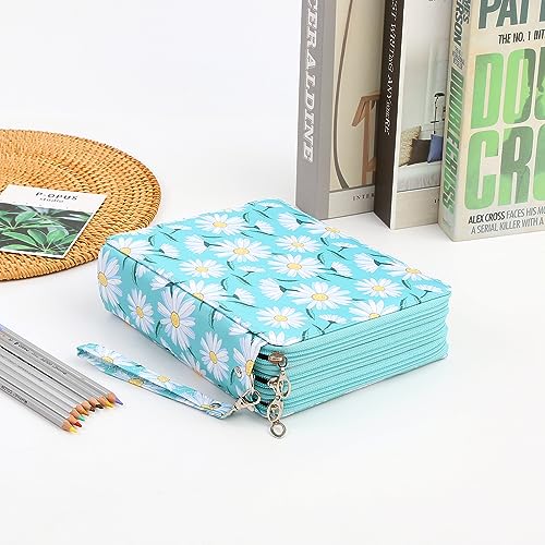 Image of Portable Colored 124 Slots Pencil case Organizer with Printing Pattern for Watercolor Pens or Markers, Pencil Case Organizer for Artist