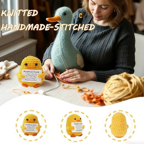 Image of Crochet Toys, Handmade Crochet Duck Doll, Soft Toy for Emotional Support, Cute Crochet Gift for Women, Teens, Friends, Desk Decor, Travel Companion, Yellow