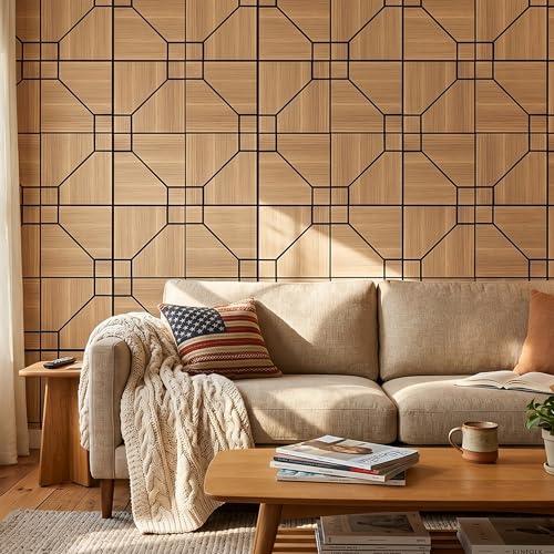 Image of WoveN SounD Acoustic Wall Panels, Natural Oak, 16 Pack, 12x12 in | Self-Adhesive, NRC 0.95, Carved Pattern, Sound Proof, Echo Reduction, Sound Dampening, Home Studio, Office, Gaming Room