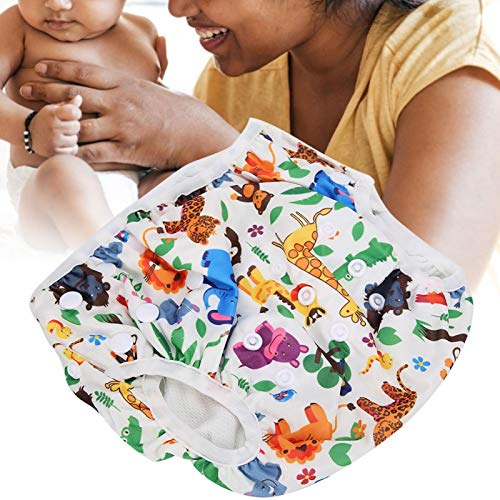 Fraldas de natação, fraldas de natação reutilizáveis com estampa floral de desenho animado com malha