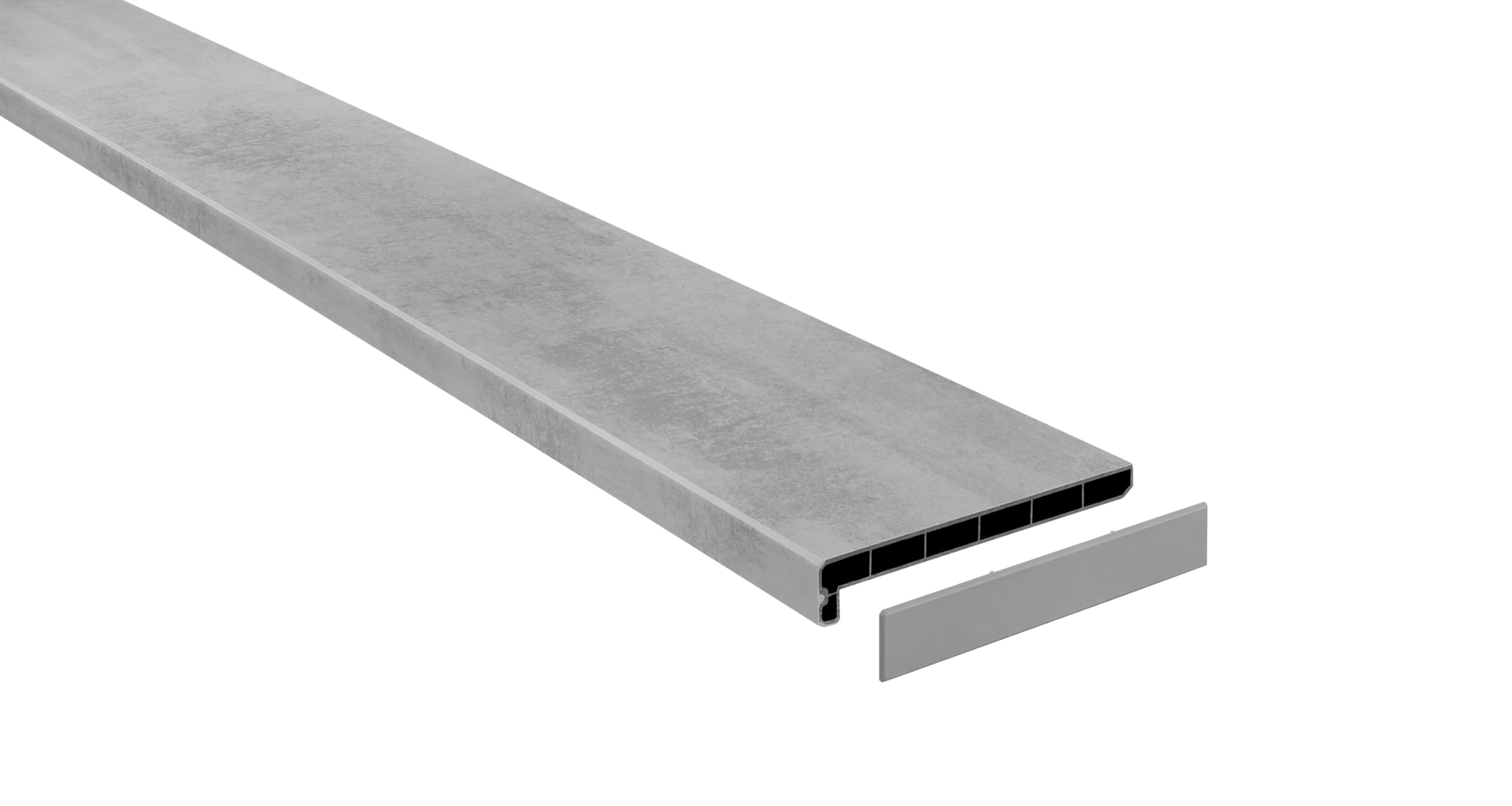 Lignodur Topline LD36 Innenfensterbank beton grau 200 mm Ausladung inkl. Seitenabschlüsse Fensterbank (1100mm)
