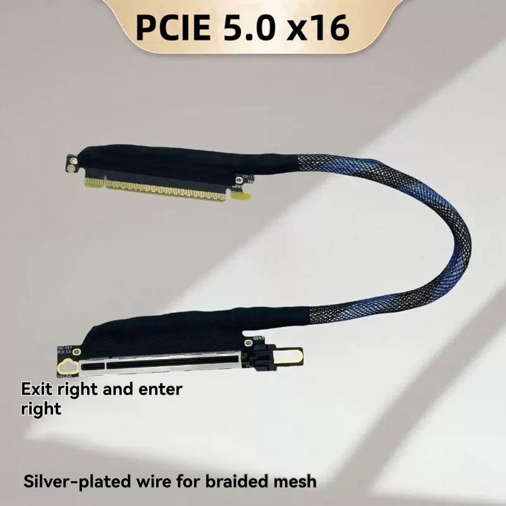 PCIe 5.0 X16 karta graficzna GPU przedłużacz posrebrzany PCI-E 5.0 X16 GEN5 64GT/S adapter kabel serwerowy szybki szybki PCIE 5.0 X16 przedłużacz karty graficznej 60 cm