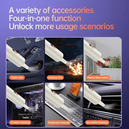Image of 4 in 1 Car Handheld Vacuum 14000PA High Power, Portable Cordless Small Vacuum, Blow & Suction 2 in 1, Up to 30 Mins Runtime, Cleaner for Home, Car, Office (Beige)
