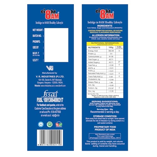 Image of 8:00 AM Frosted Flakes Cereal 480 Gram Box | Made With Golden Corn | 99% Fat-Free | Premium Corn Flakes | Low Cholesterol | Ideal Healthy Breakfast Choice | Crunchy & Delicious Morning Cereal
