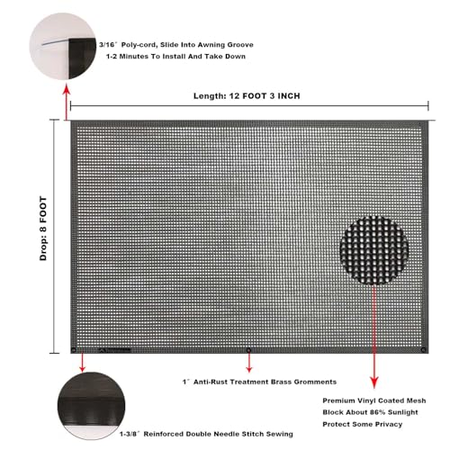Image of RV Awning Mesh Sun Shade Screen for Motorhome Camper Trailer Sunshade