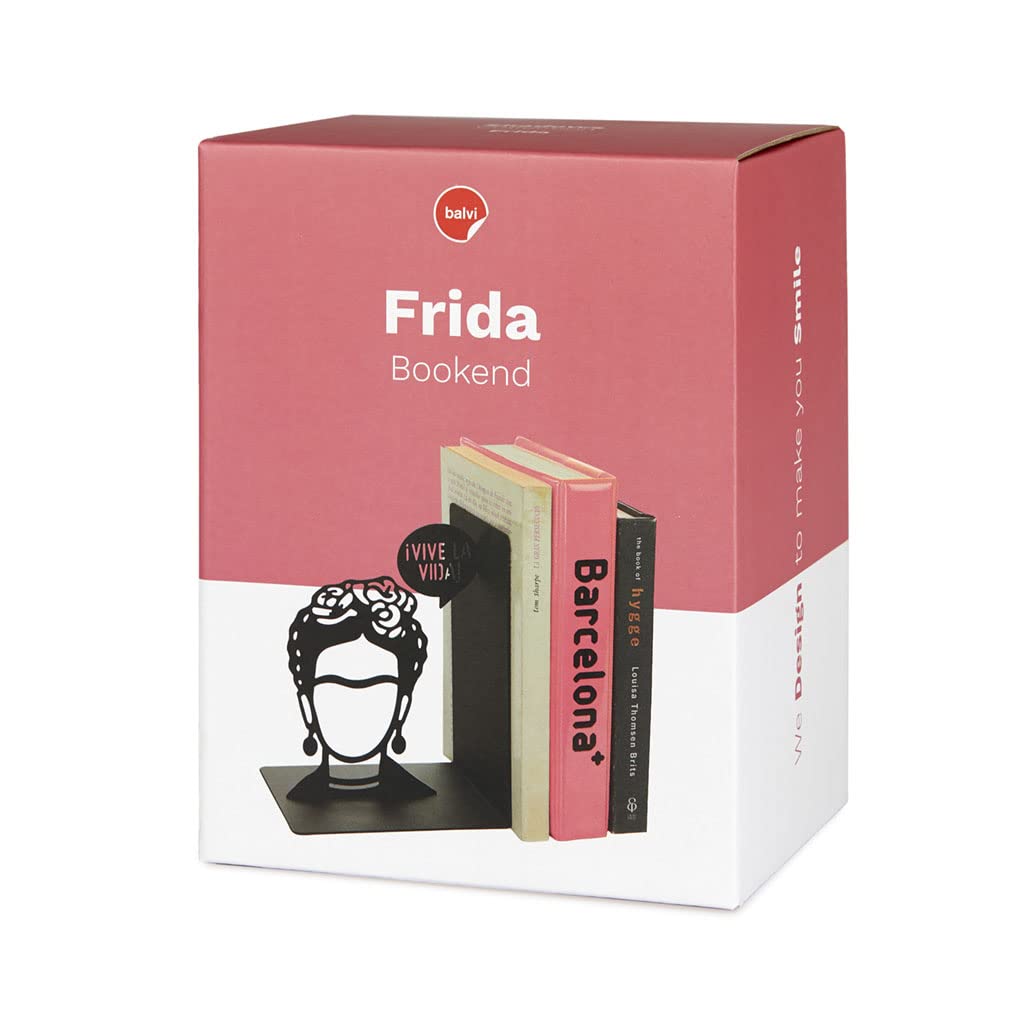 Balvi Buchstütze Frida Schwarz Farbe Buchstütze dekorative Figur mit der ikonischen Frida Eisen 17 cm