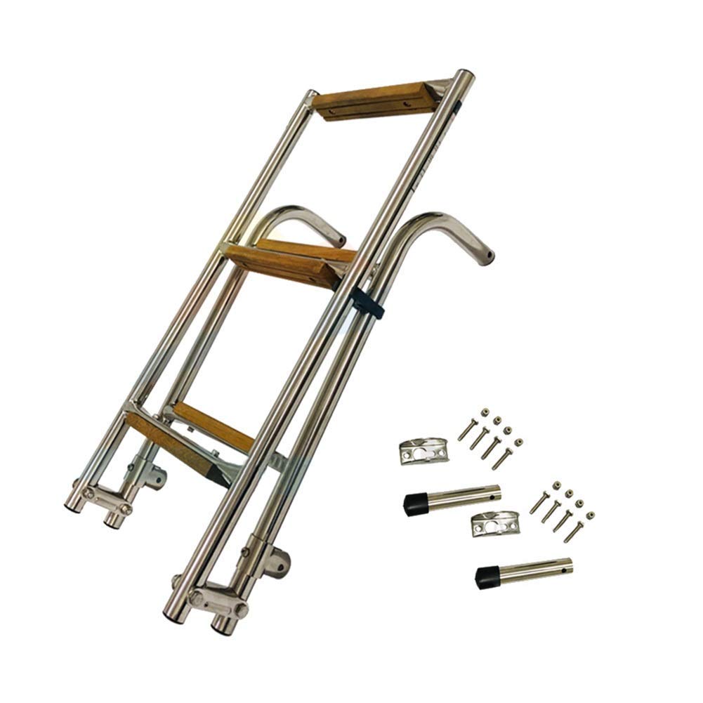 Ladder Retaining Swim Platform Ladder DasMarine 4-Step 316 Stainless Steel Telescoping ...
