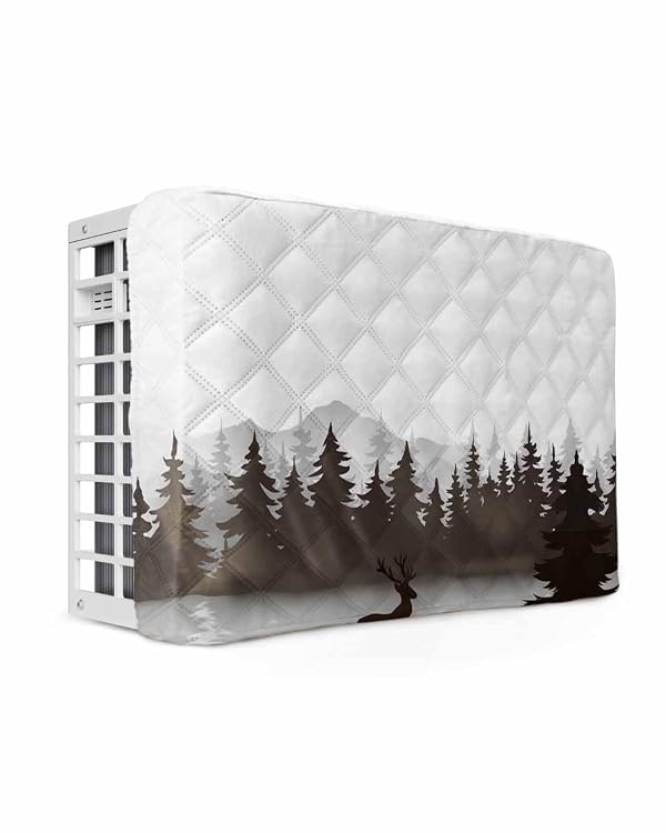 Falaniique Dear Forest Indoor Air Conditioner Cover for Window Units, Double Insulation Adjustable Waterproof Indoor AC Cover with Elastic Straps Modern Geometric Abstract Tree 28'' x 20'' x 3.5'' by Falaniique - Image 7