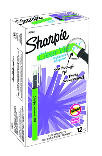 SHARPIE Clear View Highlighter Stick, Green, Box of 12 (1950450)