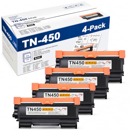 Image of TN450 Toner Cartridge Black High Yield 4-Pack Replacement for Brother TN450