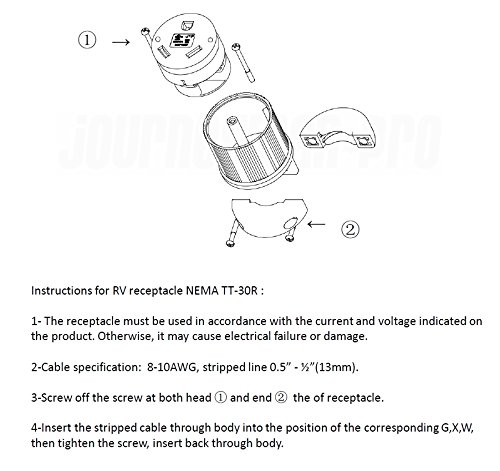 Miniatura 7 de Journeyman-Pro NEMA TT-30R, 30 amperios, 125 voltios, conector hembra de remolque RV de hoja recta, grado industrial negroamarillo, generador de