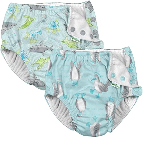 i Play 2 Pack Boys Reusable Baby Swim Diapers Blue Footed Bobbie and Aqua Shark Sealife 6 Months
