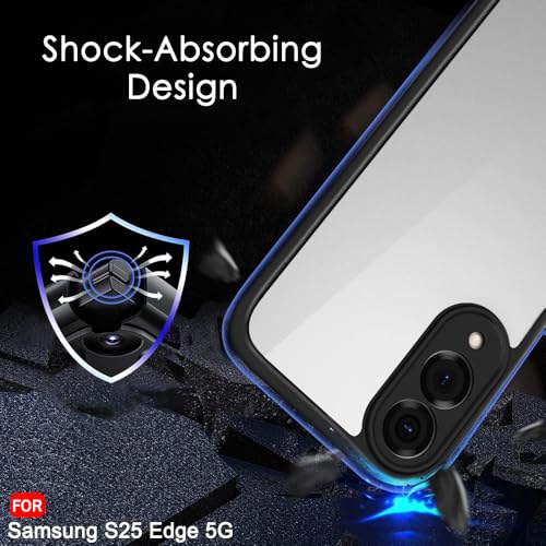 Image of TheGiftKart Hybrid Shockproof Back Cover Case for Samsung Galaxy S25 Edge 5G | Hard Back Cover Case for Samsung Galaxy S25 Edge 5G (PC & TPU, Transparent Clear Back, Black Sides)