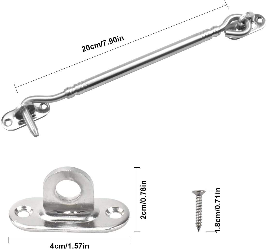 AMONENZ Ganci Bloccavento Per Finestre E Porte - Nero, Acciaio Inossidabile, Facile Montaggio - Per Garage, Chalet E Casa - Foto 3