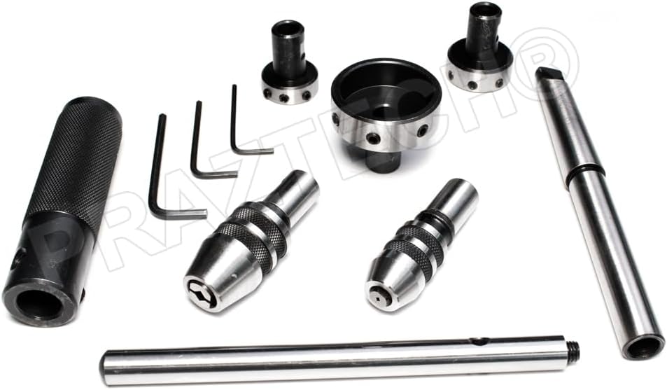 PRAZTECH® MT2 Shank Threading & Tapping Attachment | Morse Taper 2 Lathe Tailstock Die Holder Set | Ideal for cutting accurately aligned threads on lathe