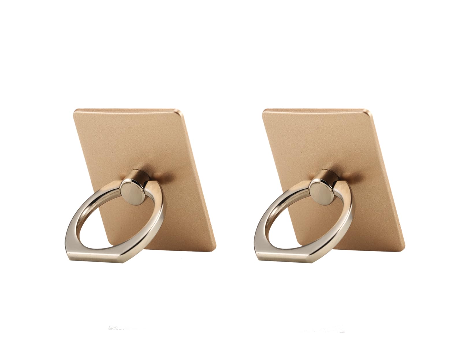 Worform Phone Ring Finger Holder, 2 Pack Square Cell Phone Ring Grip Stand, 360 Degree Rotation Finger Grip Kickstand(Gold)