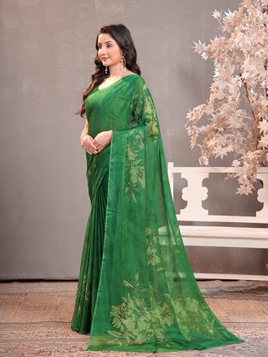 Image of Garden Vareli Floral Print Chiffon Saree