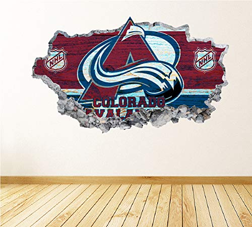 Hockey Colorado Team Wall Decals Art 3D Smashed Custom Fan Avalanche Wall Decor Bedroom Garage Removable Vinyl Wall Stickers Gift Wl18 (50" W X 34" H) #TOP7