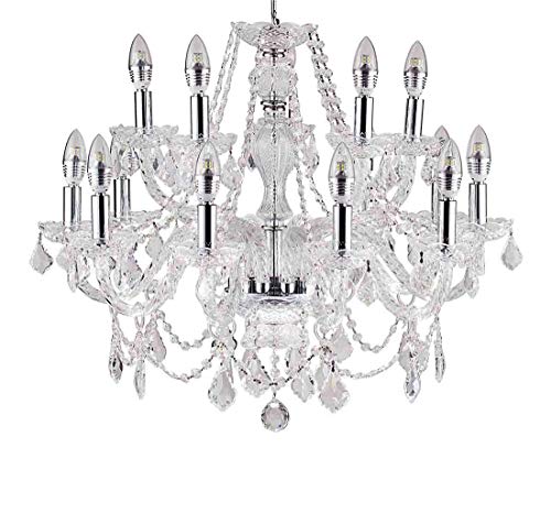 Get Special Price Top Lighting 15-Light Chrome Finish Crystal Chandelier Pendant Ceiling Light Clear European Crystal, 27" Wide