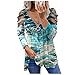 T-Shirt à Manche Longue à col V glissière imprimée à la Casual Mode pour Femme Chemisier à épaules dénudées Sexy Ete Chic Mode Ample Tunique Tee Shirt Femme Teinture de Cravate Blouse décontractée