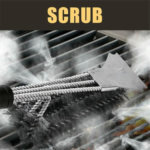 Juego de cepillo y raspador para parrilla, limpiador de barbacoa de acero inoxidable 304 sin cerdas, con ganchos y rascador universal 3D, accesorios de parrilla seguros y resistentes
