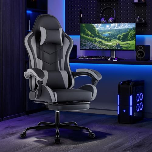 WOTSTA Gaming Stuhl mit Lendenwirbelstütze Höhenverstellbarer Gaming Sessel – Ansicht 2