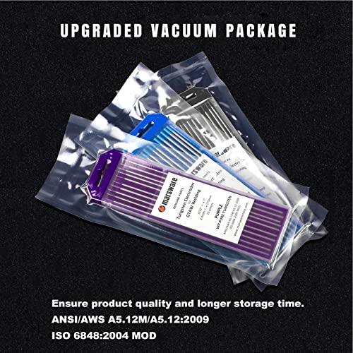 Marsware Tig Welding Tungsten Electrode, 10-Pack Rod Rare Earth Blend Tri-Element Non-Radioactive 0.040"×7", Ground Finish Arc Starts Easier And More Stable(Purple, Ewg) #TOP6
