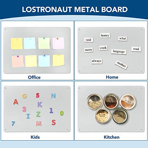 Magnetic Metal Board 17.5’’ X 12’’ - Magnet Bulletin Vision Memo Board Includes 10 Push Pin Magnets And Hanging Hardware Kit For Easy Installation #TOP6