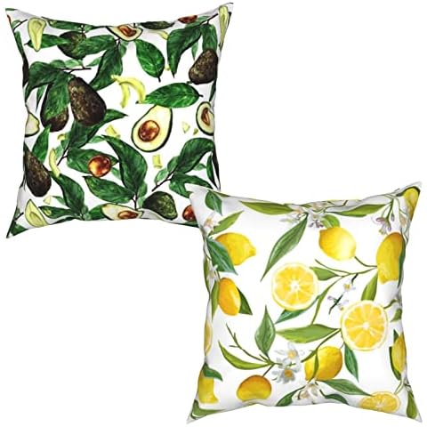 Franala Lemon Throw Pillow Covers Set of 2 Double-Sided Designs Cushion Covers for Sofa Couch Bed Car Home Farmhouse Decorative 18x18 Inch Cover