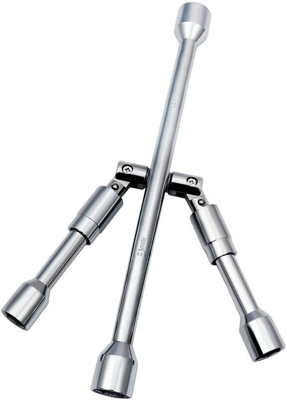 4Way Folding Wheel Brace Spanner Nut Wrench Car Tyre 17mm 19mm 21mm 23mm Socket