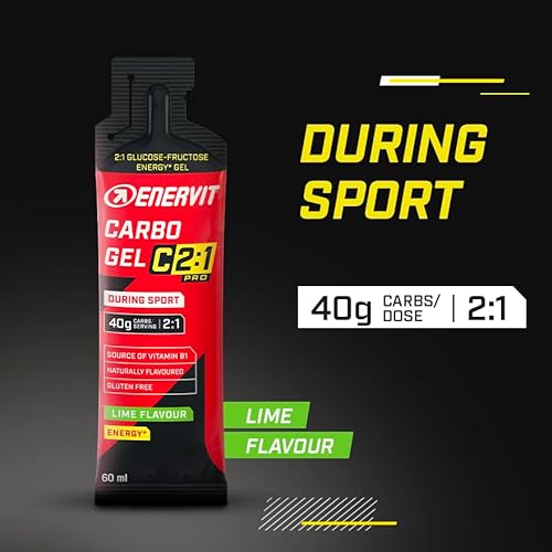 Enervit, Carbo Gel C2:1PRO Lime, Gel Energetico, 40g di Carboidrati, Per Attività ad Alta Intensità, +50% di Carboidrati Assorbiti, Gusto Lime, Senza Glutine, Alta Digeribilità, Vegan, 7 Pack da 60ml - Immagine 1