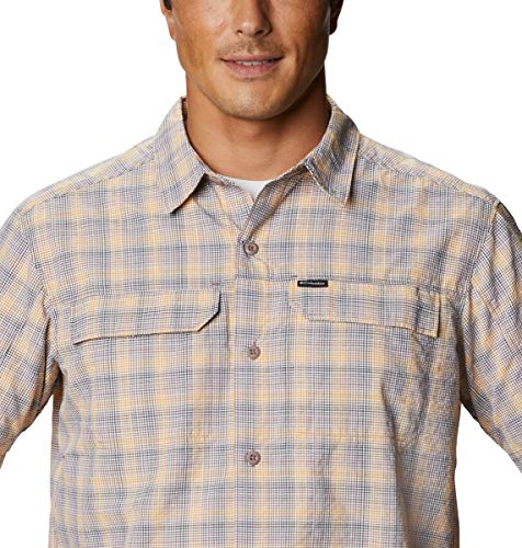 Columbia Men’s Silver Ridge Short Sleeve Seesucker Shirt, Moisture Wicking, Sun Protection, Mocha Gingham Ombre, Medium #TOP3