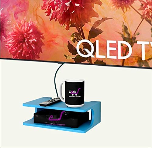 Image of Set Top Box Stand Wall Shelf & WiFi Modem Display Rack for Living Room (Blue)