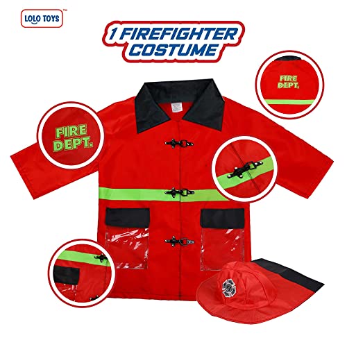 Lolo Toys Firefighter Play Set - 20-Piece Kids Toy Fire Truck & Costume With Road Mat, Diecast Vehicles, Hat & Search Game #TOP3
