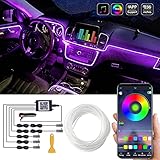 Car LED Interior Strip Light, 16 Million Colors 5 in 1 with 236 inches Fiber Optic, Multicolor RGB Sound Active Automobile Atmosphere Ambient Lighting Kit - Wireless Bluetooth APP Control