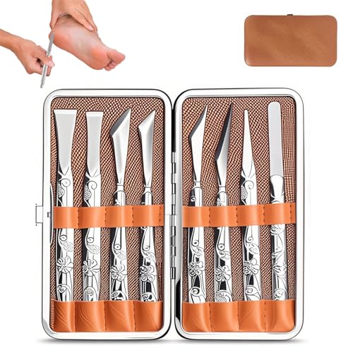 ORARTMM Professionelles Pediküre Set 8-teilig zur Hornhaut Entfernen Fuß,Hornhautentferner mit Raspel, Tragbar & Praktisch zur Pflege von Schwielen & Rissiger Haut