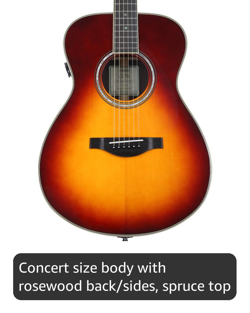 Yamaha L-Series Transacoustic Guitar with Hard Gig Bag- Concert Size, Brown Sunburst
