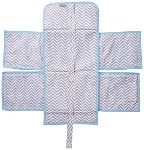 TROCADOR E PORTA FRALDAS - CHEVRON CINZA COM AZUL CLARO - MULTIMARCAS SEM BORDADO, Alan Pierre Baby,