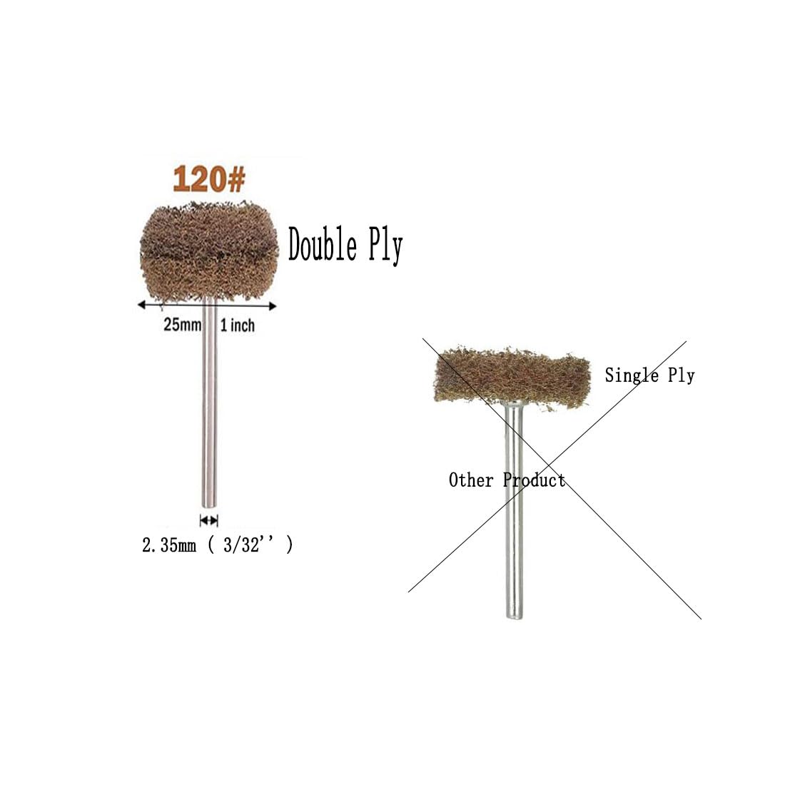 Abrasive Buffing Wheels - 48 Count, 3/32" Shank -2