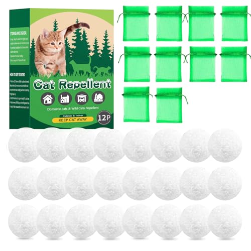 Repelente de gatos al aire libre, aceite de menta natural para exteriores, 12/24/36 bolas disuasorias para mantener a los gatos fuera del patio, jardín evita arañazos y masticación, mantiene a los