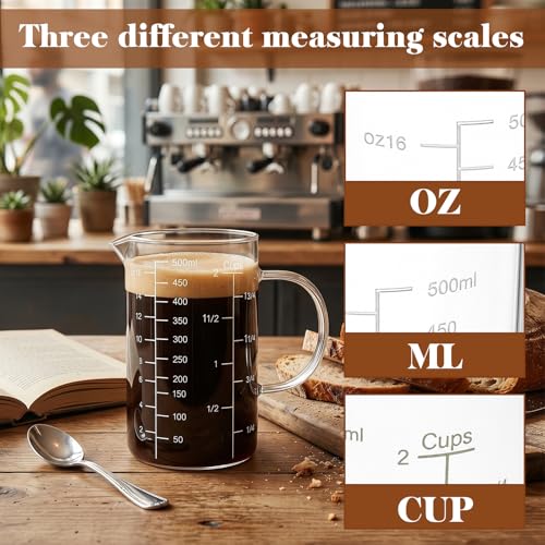 2 Pack de vasos medidores de vidrio 500ML miniatura 5