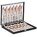 Velaze Set di Posate da Tavola per 6 Persone, Set 24 Pezzi in Acciaio Inox 18/10, Posate Servizio 6 Cucchiai, 6 Forchette, 6 Coltelli, 6 Cucchiaini tè - Oro Rosa (E24)