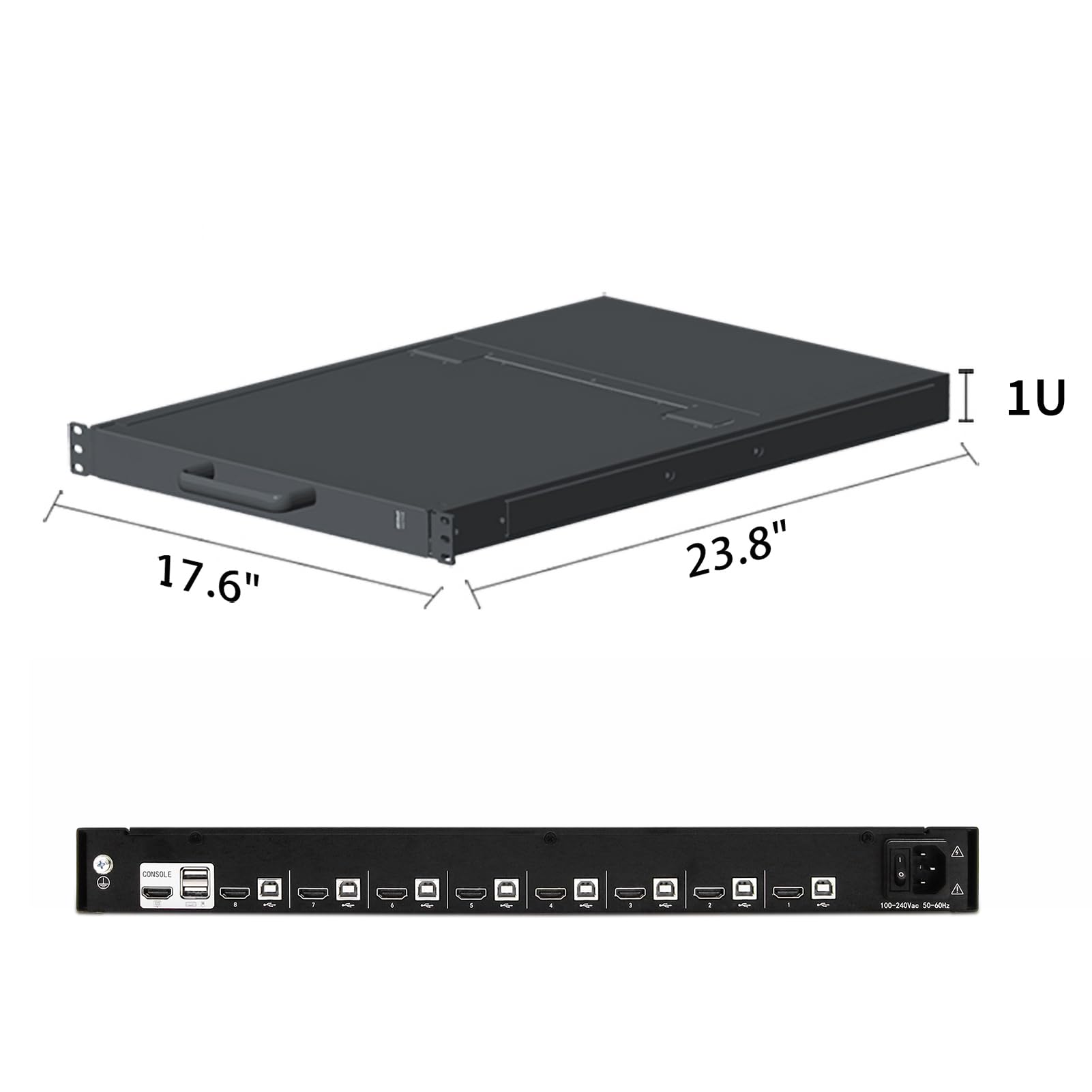 Console KVM à montage en rack 1U - Commutateur KVM HDMI intégré à 8 ports - Pavé tactile de moniteur en rack de 19" - 1280 x 1024 60 Hz - Rapport 5:4 - Commutation par bouton de raccourci OSD, câbles